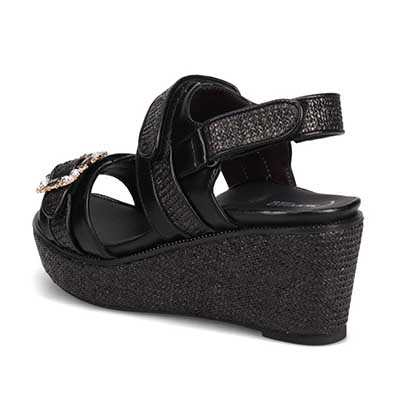 モデロ MODELLO 「リカバリーインソール」搭載で指圧効果により血行を115％促進。Recoveryエレガンスカジュアルサンダル　DML8830R BLACK M　(23.0～23.5)