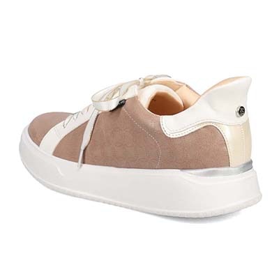 【4cm4時間防水設計】エル スポーツ ELLESPORT スッと履けるクイックフィット　レイン仕様  コートスニーカー　ESP12591 BEIGE/C 23.0