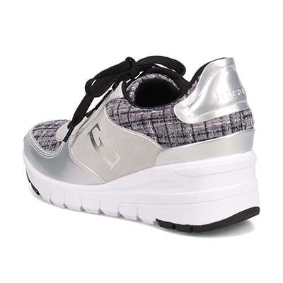 【4cm4時間防水設計】エル スポーツ ELLESPORT スッと履けるクイックフィット　レイン仕様  ニットレースアップスニーカー　ESP12595 GRAY-TX 23.0