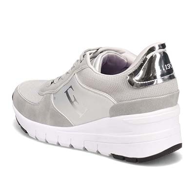【4cm4時間防水設計】エル スポーツ ELLESPORT スッと履けるクイックフィット　レイン仕様  ニットレースアップスニーカー　ESP12595 SILVER 23.0