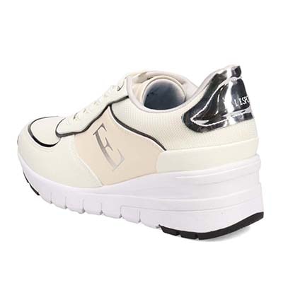 【4cm4時間防水設計】エル スポーツ ELLESPORT スッと履けるクイックフィット　レイン仕様  ニットレースアップスニーカー　ESP12595 WHITE 23.0