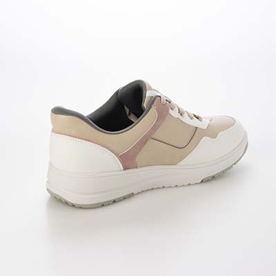 【4cm4時間防水設計】エル スポーツ ELLESPORT　厚底クイックフィットスニーカー     ESP12606 BEIGE/PINK 23
