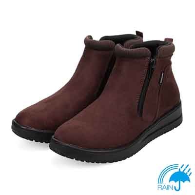 【4cm4時間防水設計】エル スポーツ ELLESPORT サイドファスナーショートブーツ ESP12610 D-BROWN-SILKY 23.0