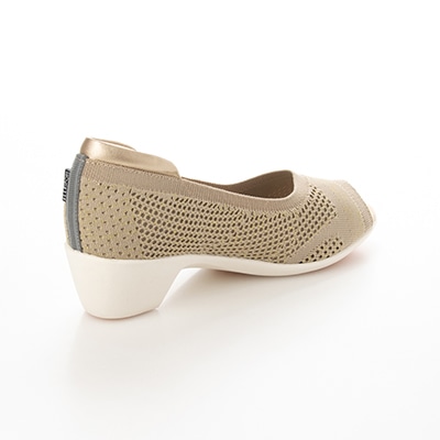 エル スポーツ ELLESPORT 軽量ニットウエッジオープントゥシューズ ESP12714 BEIGE 23.0