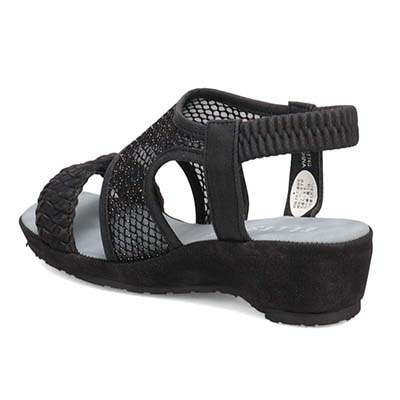 エル スポーツ ELLESPORT メッシュ調ウェッジサンダル　ESP12740 BLACK 23.0