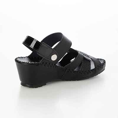 エル スポーツ ELLESPORT　伸びるラフィア2WAYウェッジサンダル BLACK 23.0