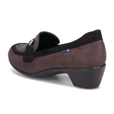 エル スポーツ ELLESPORT  ウェッジヒールで歩きやすい♪足馴染み抜群のソフトストレッチ素材  ビットローファー　ESP14710 GRAY/C 23.0