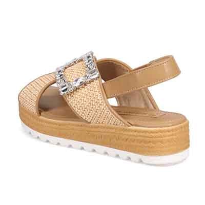 HIROKO KOSHINO 大人可愛いジュート調 グリッターサンダル　HKL1500 BEIGE M　(23.0～23.5)