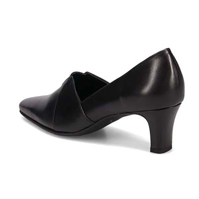 HIROKO KOSHINO ソフトな足あたり サイドのカッティングが綺麗な甲深デザインパンプス HKL4507 BLACK 23.0