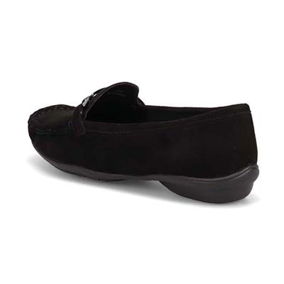 HIROKO KOSHINO 足入れの良いスクエアトゥ・モカデザイン カジュアルシューズ HKL7500 BLACK-SILKY 23.0