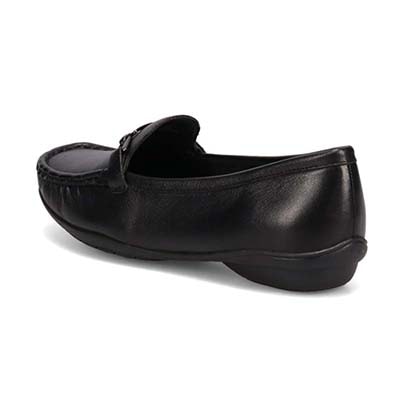 HIROKO KOSHINO 足入れの良いスクエアトゥ・モカデザイン カジュアルシューズ HKL7500 BLACK 23.0