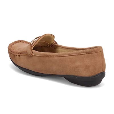 HIROKO KOSHINO 足入れの良いスクエアトゥ・モカデザイン  ローヒール カジュアルシューズ HKL7500 OAK-SILKY 23.0