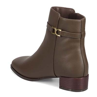 HIROKO KOSHINO 上質な羊革と足首の金具で高級感UP　ショートブーツ　HKL8006 D-BROWN 23.0