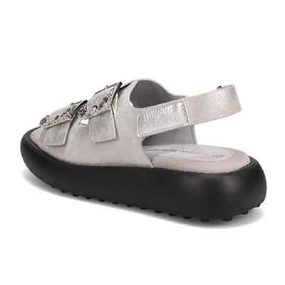 HIROKO KOSHINO 上品なバックル付き厚底サンダル　HKL8011 SILVER M　(23.0～23.5)