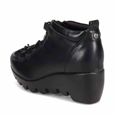 【撥水加工】HIROKO KOSHINO FEMME　ウェーブソール レースアップカジュアルアンクルブーツ　HRL1001 BLACK M　(23.0～23.5)