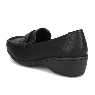 【撥水加工】HIROKO KOSHINO FEMME　超軽量ウエッジソール カジュアルモカシンパンプス　HRL2009 BLACK 23.0