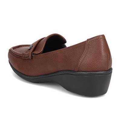 【撥水加工】HIROKO KOSHINO FEMME　超軽量ウエッジソール カジュアルモカシンパンプス　HRL2009 D-BROWN 23.0