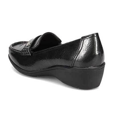 【撥水加工】HIROKO KOSHINO FEMME　超軽量ウエッジソール カジュアルモカシンパンプス　HRL2009 GRAY-ENAMEL 23.0