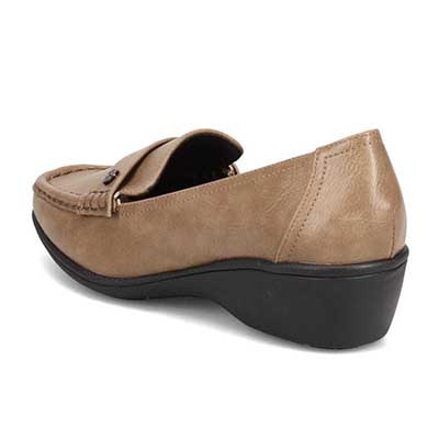 【撥水加工】HIROKO KOSHINO FEMME　超軽量ウエッジソール カジュアルモカシンパンプス　HRL2009 OAK 23.0