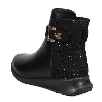 【撥水加工】HIROKO KOSHINO FEMME　防滑仕様デザインショートブーツ　HRL2011 BLACK/C 23.0