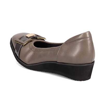 【撥水加工】HIROKO KOSHINO FEMME　超軽量、シャーリングウエッジパンプス　HRL2012 D-GRAY 23.0