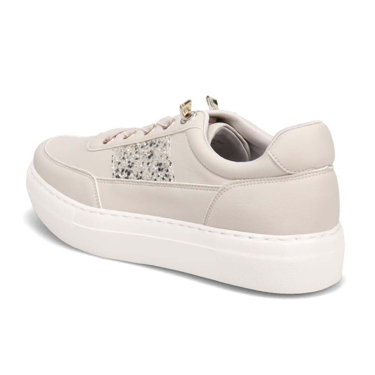 HIROKO KOSHINO FEMME ゴムのシューレースで履きやすい グリッターが華やかなスニーカー　HRL2016 GRAY 23.0