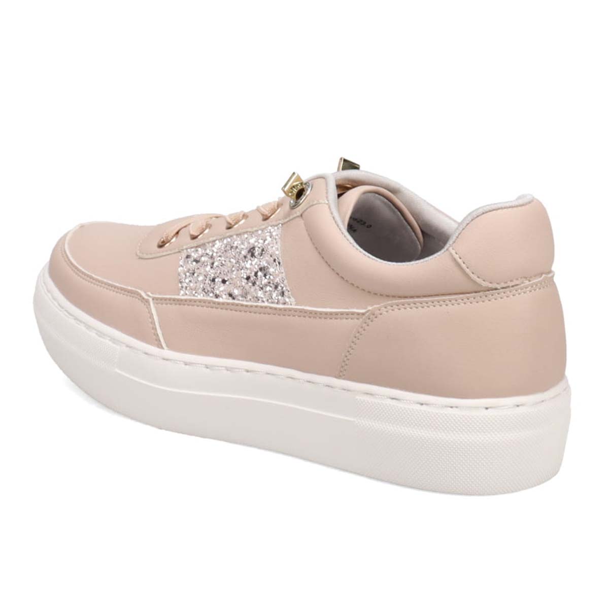 HIROKO KOSHINO FEMME ゴムのシューレースで履きやすい グリッターが華やかなスニーカー　HRL2016 L-PINK 23.0