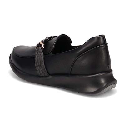 【防滑】HIROKO KOSHINO FEMME　グラスファイバー入り寒冷地用ソールの上品なローファー　HRL2022 BLACK 23.0