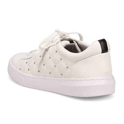 HIROKO KOSHINO FEMME サイドのキルティングとスタッズがポイントのコート系スニーカー HRL2032 IVORY 23.0
