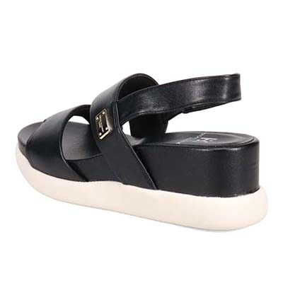 HIROKO KOSHINO FEMME 屈曲性のある6cmウェッッジソールサンダル　HRL5000 BLACK M　(23.0～23.5)