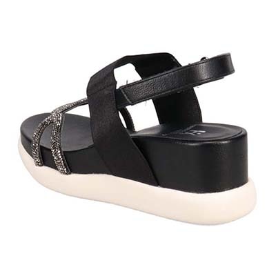 HIROKO KOSHINO FEMME 屈曲性のある 6cmウェッッジソールデザインサンダル　HRL5002 BLACK M　(23.0～23.5)