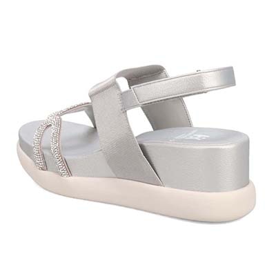 HIROKO KOSHINO FEMME 屈曲性のある 6cmウェッッジソールデザインサンダル　HRL5002 SILVER M　(23.0～23.5)