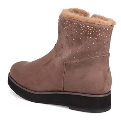 HIROKO KOSHINO FEMME　あたたかさと華やかさを両立 ファー付きスエードショートブーツ　HRL5006 OAK 23.0