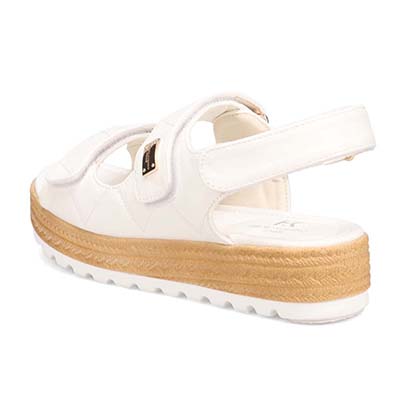 HIROKO KOSHINO FEMME キルティング&ジュート風の厚底ソールが大人可愛いサンダル　HRL6000 IVORY M　(23.0～23.5)