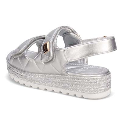 HIROKO KOSHINO FEMME キルティングとジュート風の厚底ソールが大人可愛いサンダル　HRL6000 SILVER M　(23.0～23.5)