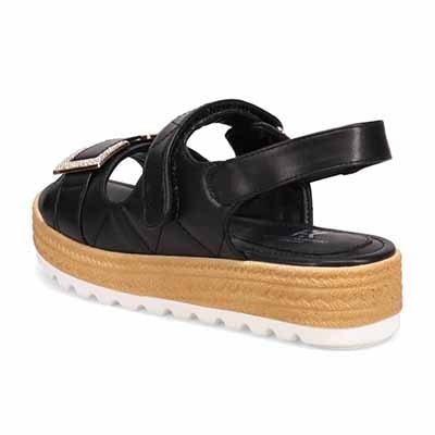 HIROKO KOSHINO FEMME モードなキルティングと輝くバックル。歩きやすさを兼ね備えたフットベッドサンダル　HRL6001 BLACK M　(23.0～23.5)