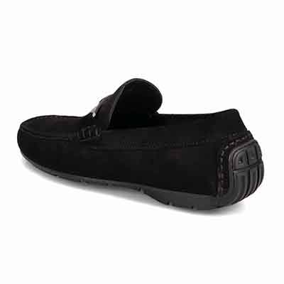 ランバンコレクション LANVIN COLLECTION 「Recovery Shiatsu Insole」搭載で指圧効果により血行をよくする。メタルパーツ付きスリッポンローファー　LV1018XR BLACK-VELOURS 25.0