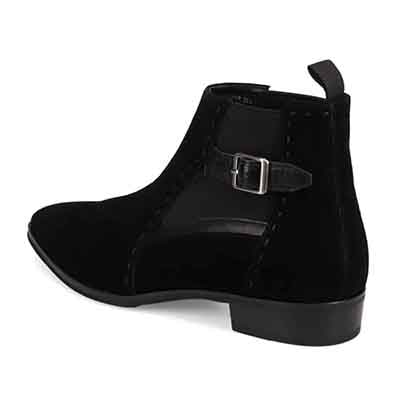 ランバンコレクション LANVIN COLLECTION 「Recovery Shiatsu Insole」搭載で指圧効果により血行をよくする。本革サイドゴアブーツ　LV1022XR BLACK-SILKY 25