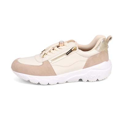 マドラス madras 特許 リカバリーメタインソール搭載  ゴールドがアクセントのエレガンでスタイリッシュなレザースニーカー　MAL9136MT BEIGE/C 5（22.5cm相当）