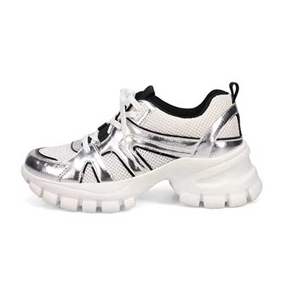 マドラス madras 特許 metaインソール搭載 軽やかなメッシュとレザーのボリューム厚底スニーカー　MAL9156MT SILVER 36（23.0ｃｍ相当）