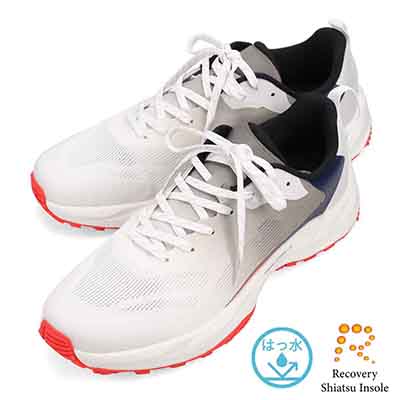 【Infinity CORE 1.0】マドラスウォーク madras Walk　Recovery Shiatsu Insole　アウトドアレジャー向け  撥水仕様　メンズ　カジュアルスニーカー　MW100R　※ユニセックスサイズ展開 WHITE/PINK 25.0