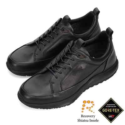 【GORE-TEX】マドラスウォーク madras Walk 「Recovery Shiatsu Insole」搭載で指圧効果により血行をよくする。　全天候快適な ゴアテックスレザースニーカー　MW7600R BLACK 25.0