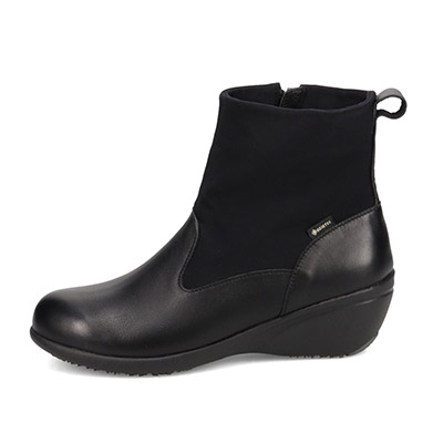 【GORE-TEX】マドラスウォーク madras Walk 「Recovery Shiatsu Insole」搭載で指圧効果により血行をよくする。　雨の日でも快適 5.0cmヒールのショートブーツ　MWL1026R BLACK 23.0