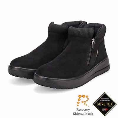 【GORE-TEX】マドラスウォーク madras Walk 「Recovery Shiatsu Insole」搭載　指圧効果により血行をよくする。防滑　外ジッパーリブ付きカジュアルブーツ MWL1046R BLACK-SILKY 23.0