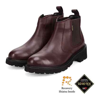 【GORE-TEX】マドラスウォーク madras Walk 「Recovery Shiatsu Insole」搭載　指圧効果により血行をよくする。防滑×防水　4.5cmヒールのタンクソールサイドゴアブーツ MWL1048R BURGUNDY 23.0