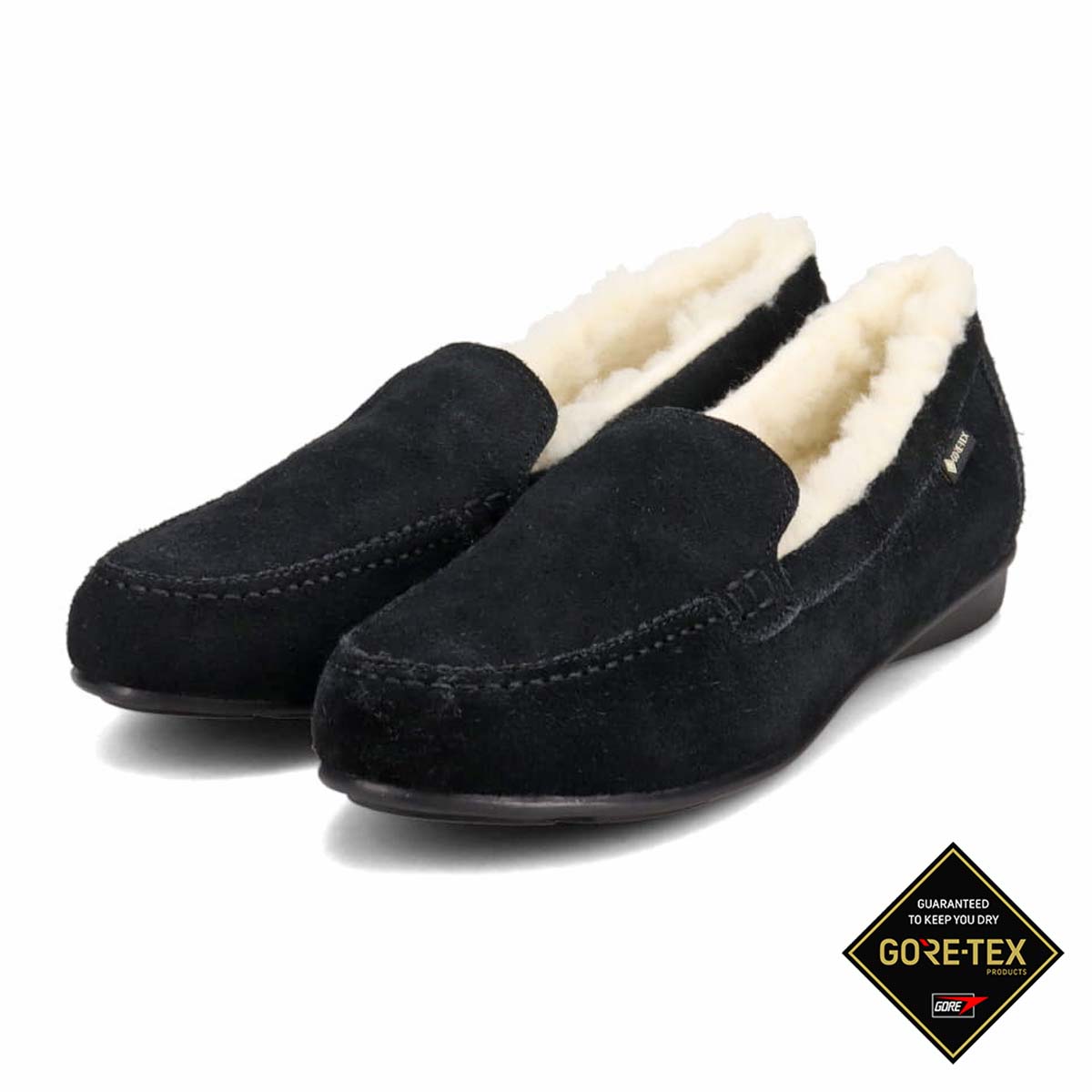 【GORE-TEX】マドラスウォーク madras Walk  防水仕様のムートン風モカシン　MWL1116 BLACK 23.0
