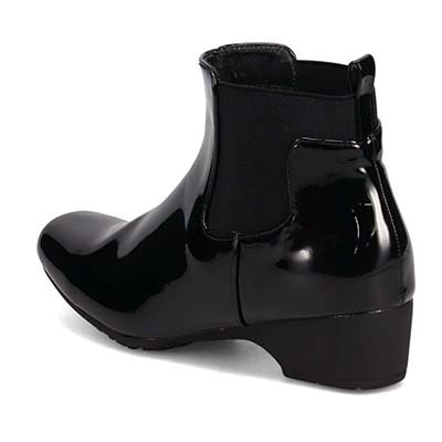 ソフトステップ SOFT STEP 雨の日も安心♪レイン対応ショートゴアブーツ BLACK-ENAMEL 23.0