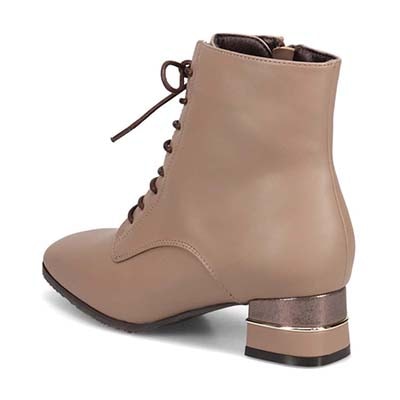 【撥水加工】テーン tehen メタルプレート入りのヒールがポイント♪トレンドアイテム・レースアップブーツ　TN1766A OAK 23.0