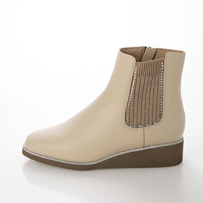 【撥水加工】テーン tehen クッションインソールで履き心地抜群、ラインストーン付きサイドゴアブーツ　TN1776 BLACK 23.0