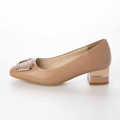 テーン tehen バックルモチーフデザインヒールパンプス　TN1791 D-BEIGE 23.0